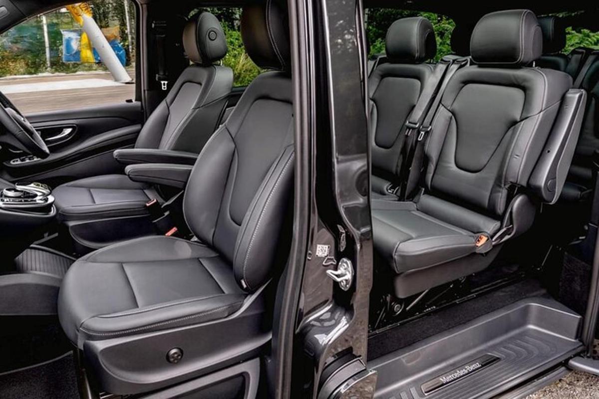 an interior view of the back seats of a minivan