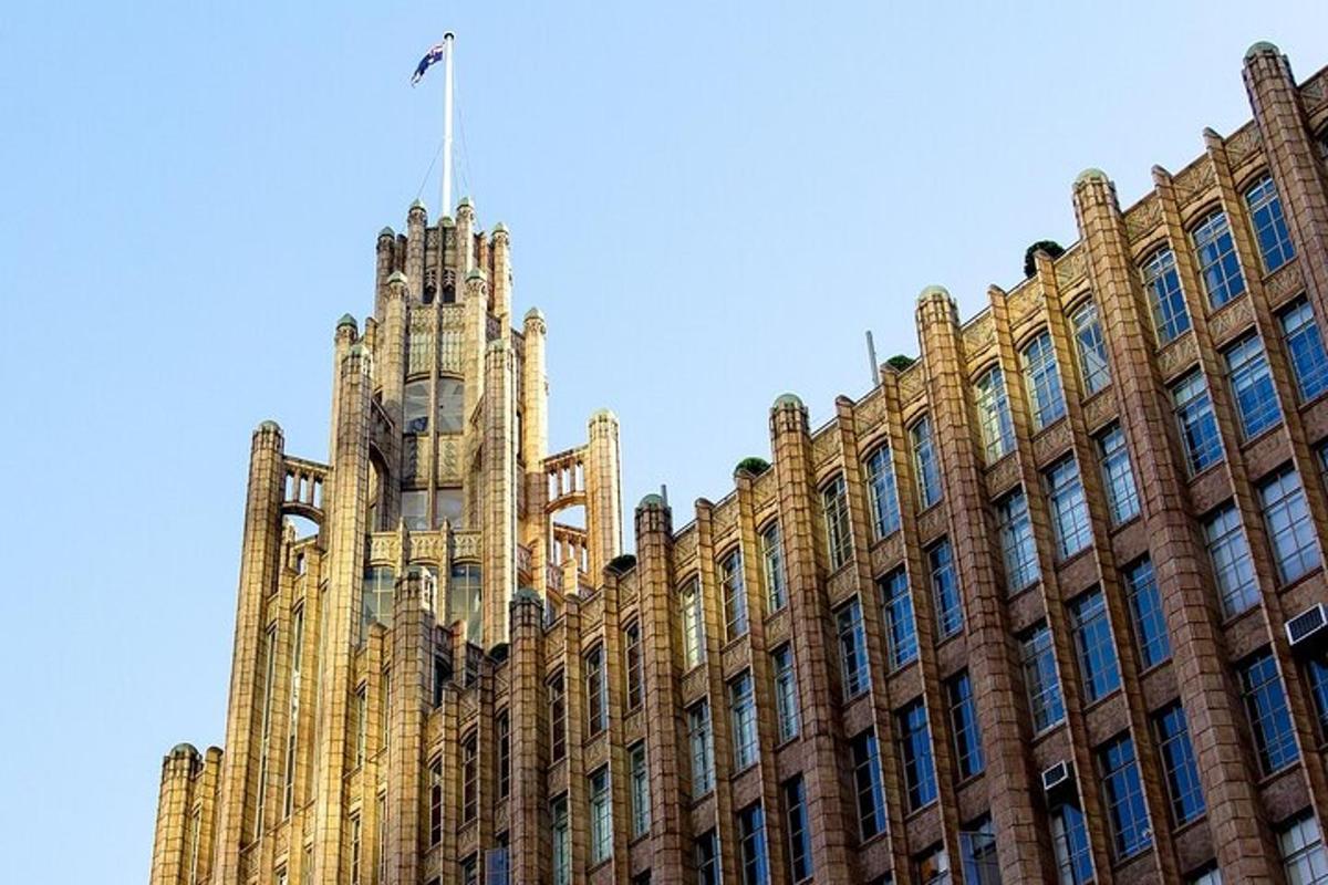 a large building with a flag on top of it