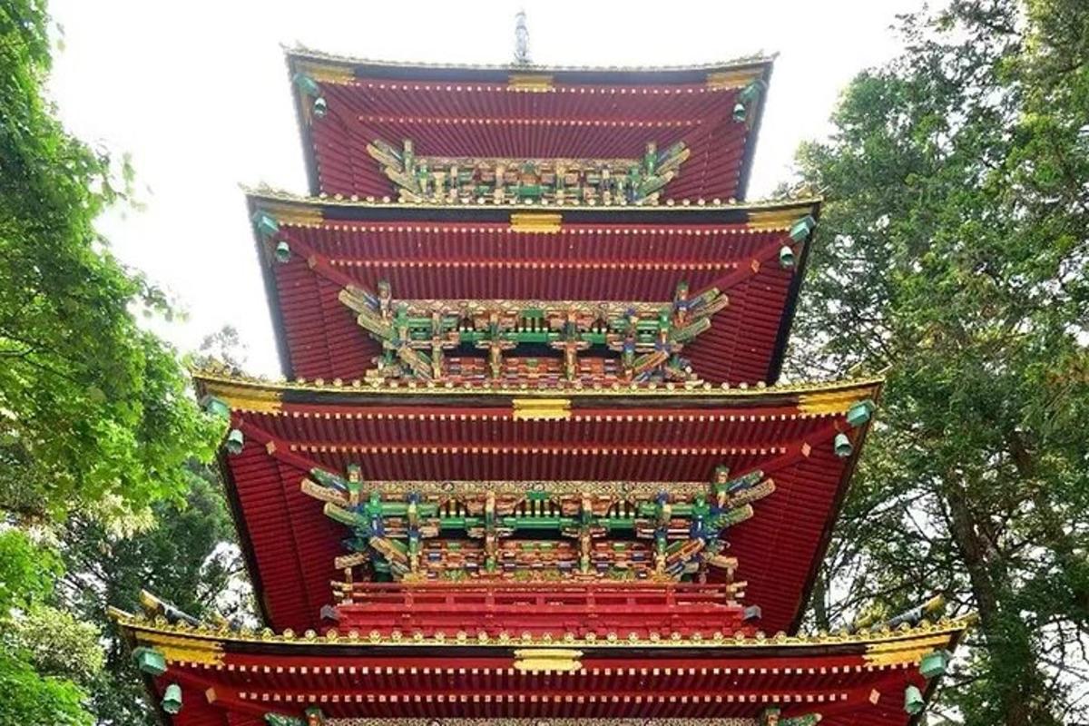 a pagoda with a red and yellow structure