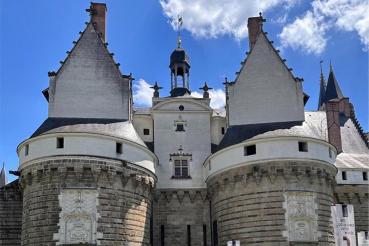 a castle with two turrets and a tower