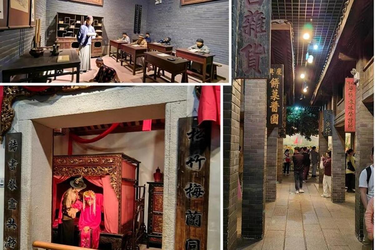 koláž fotografií restaurace s lidmi v budově