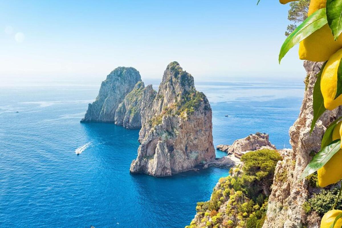a view of a large island in the ocean