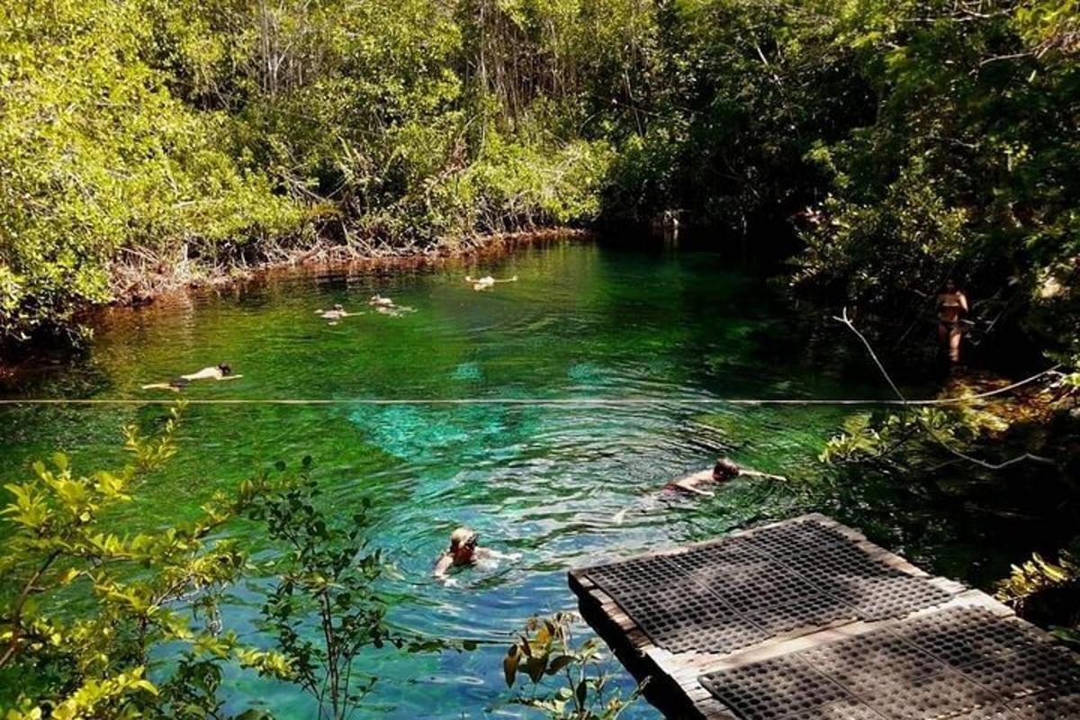 sekelompok orang berenang di sungai