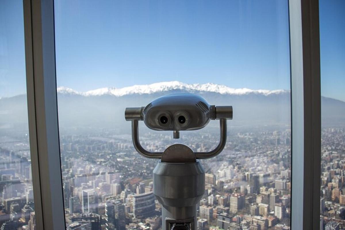 a view of a city from the observation window of an observation tower