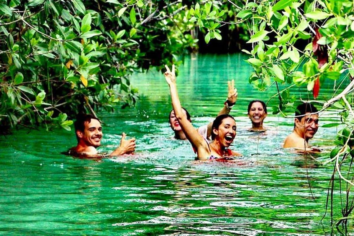 مجموعة من الناس يسبحون في الماء