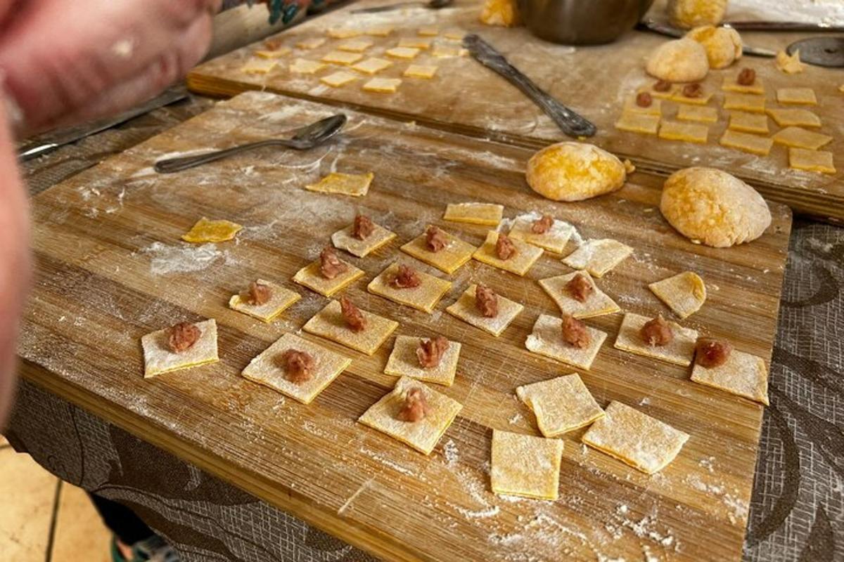 a cutting board with tofu on top of a table