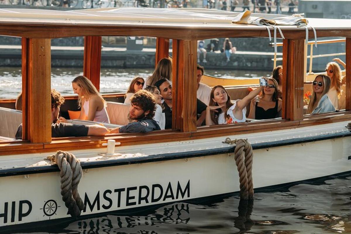 a group of people on a boat in the water