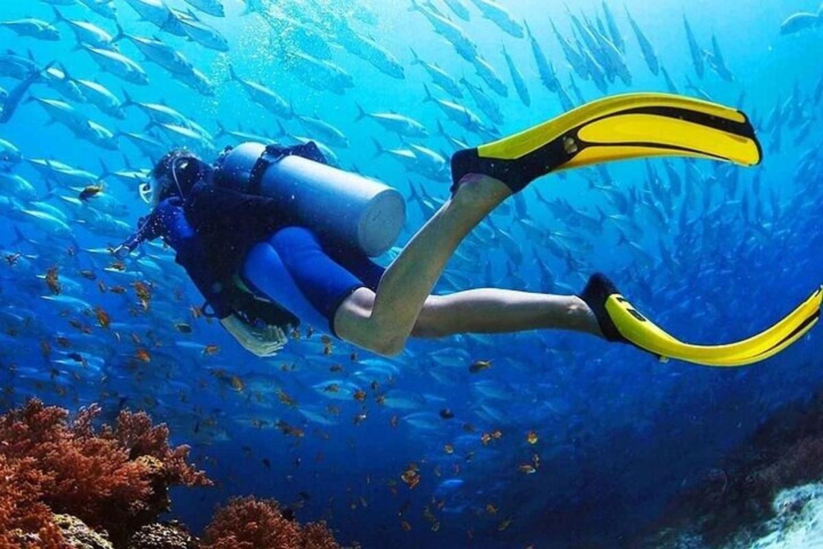 eine Person, die mit Wasser im Meer schwimmt