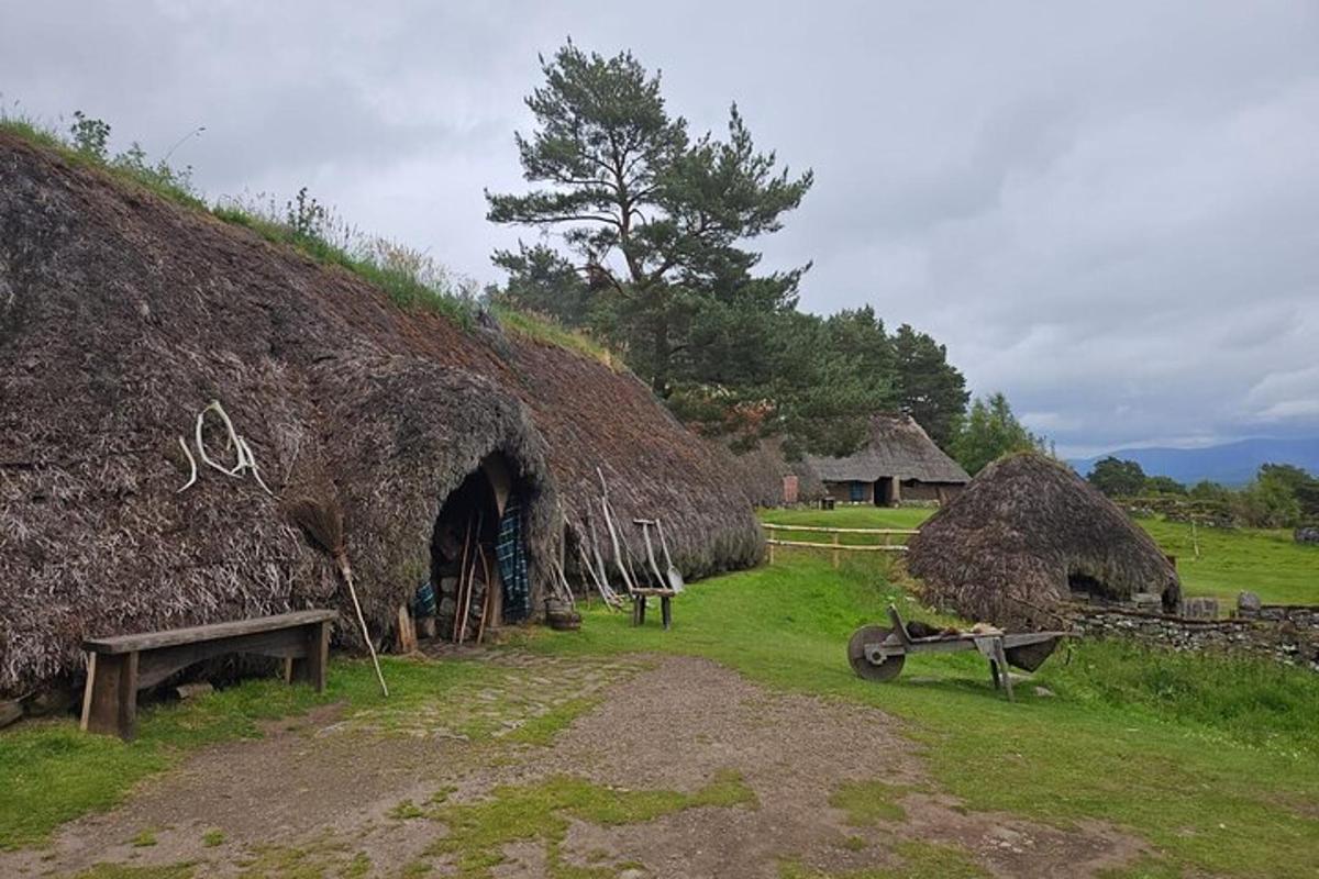 hópur af kofum með grasþaki