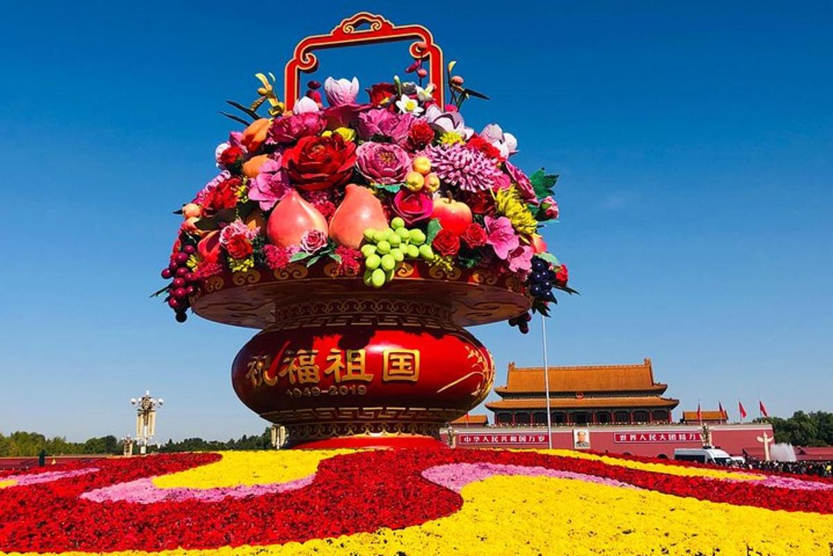 a large flower arrangement in a field of flowers