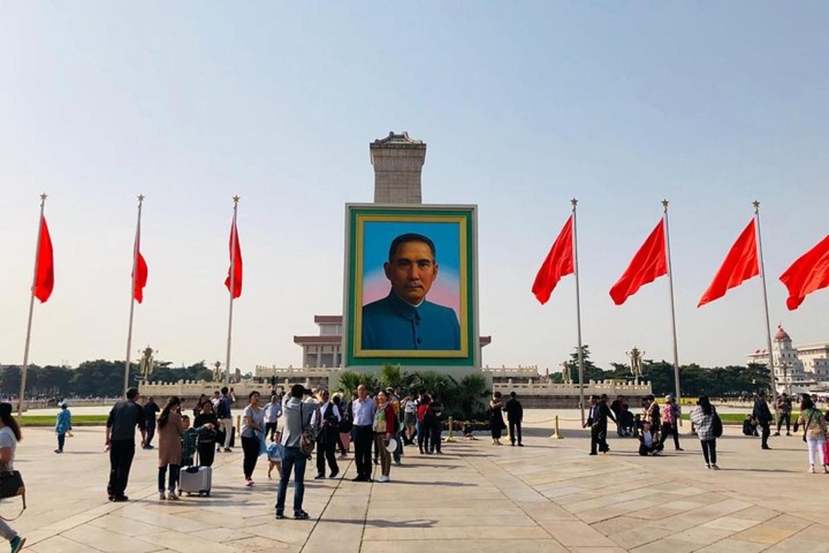 a large picture of a man in a crowd of people