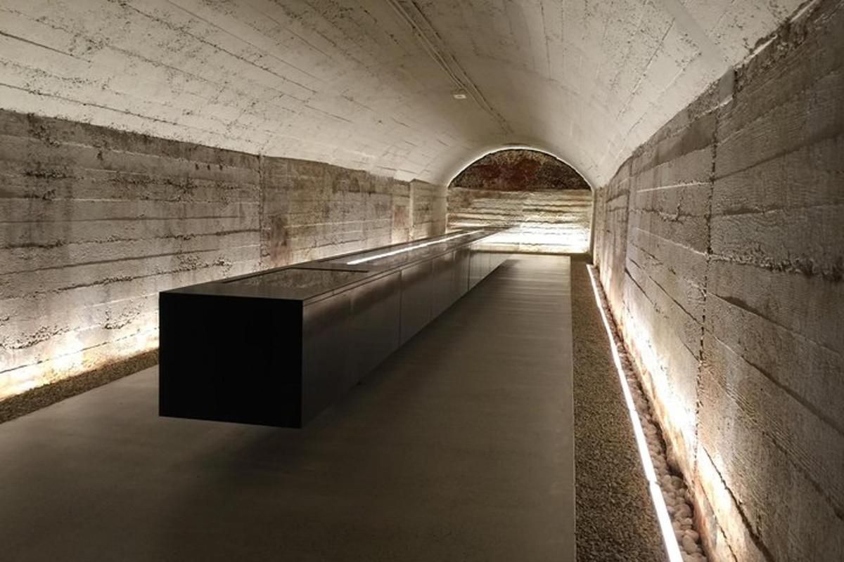 un tunel cu o bancă în mijlocul lui