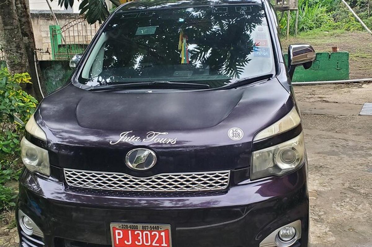 pohľad spredu na auto zaparkované na príjazdovej ceste