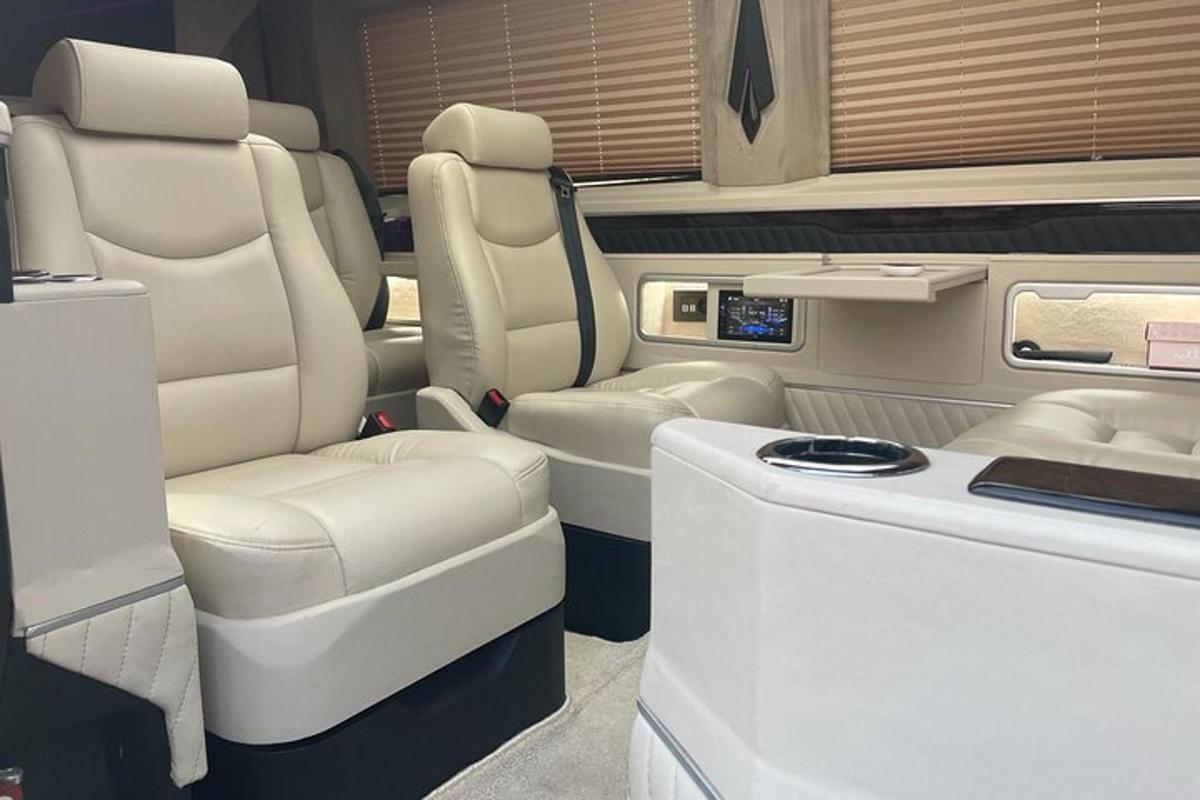 a view of the inside of a limousine