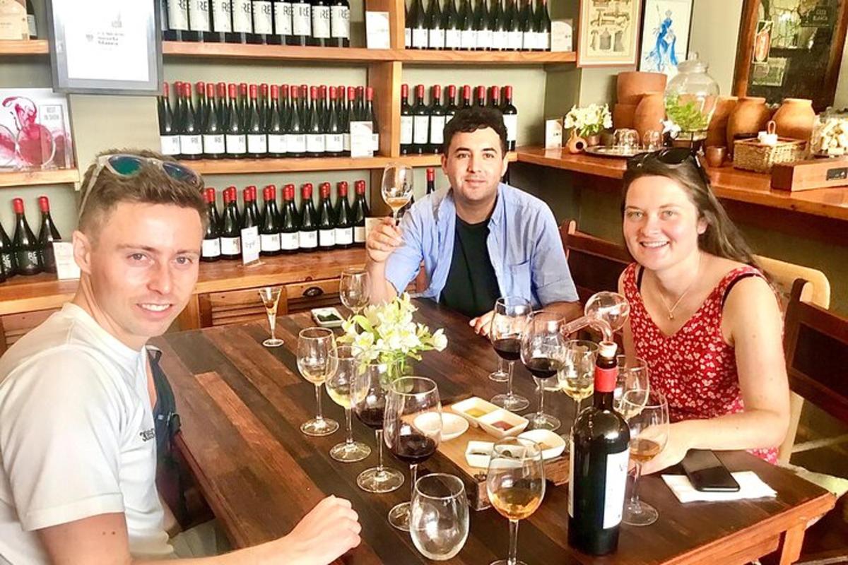 a group of people sitting at a table with wine glasses