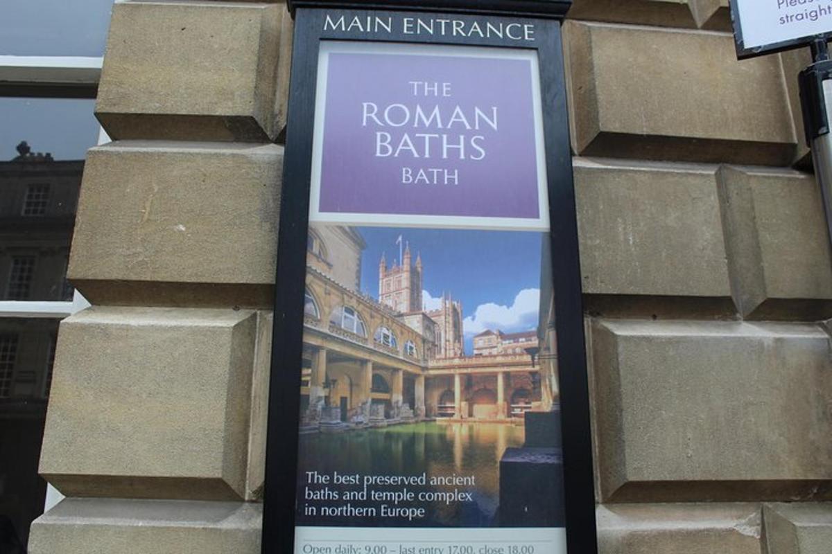 a book about the roman baths bath sign on a building