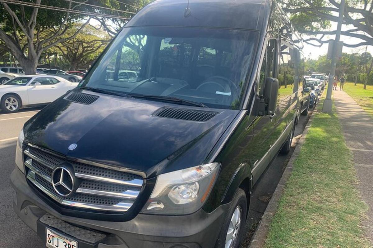 un furgone Mercedes parcheggiato sul ciglio della strada