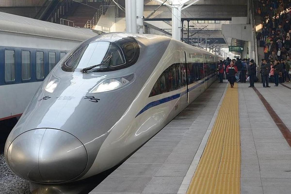 a train is parked at a train station