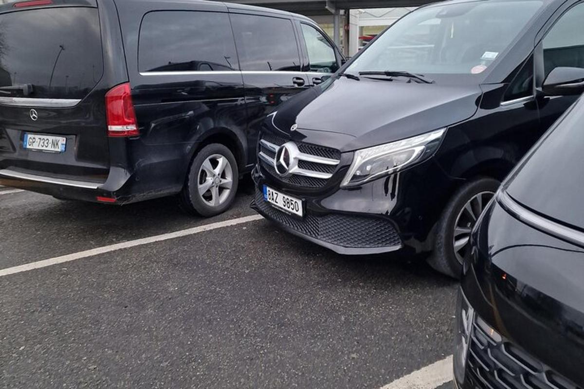 a group of parked cars in a parking lot
