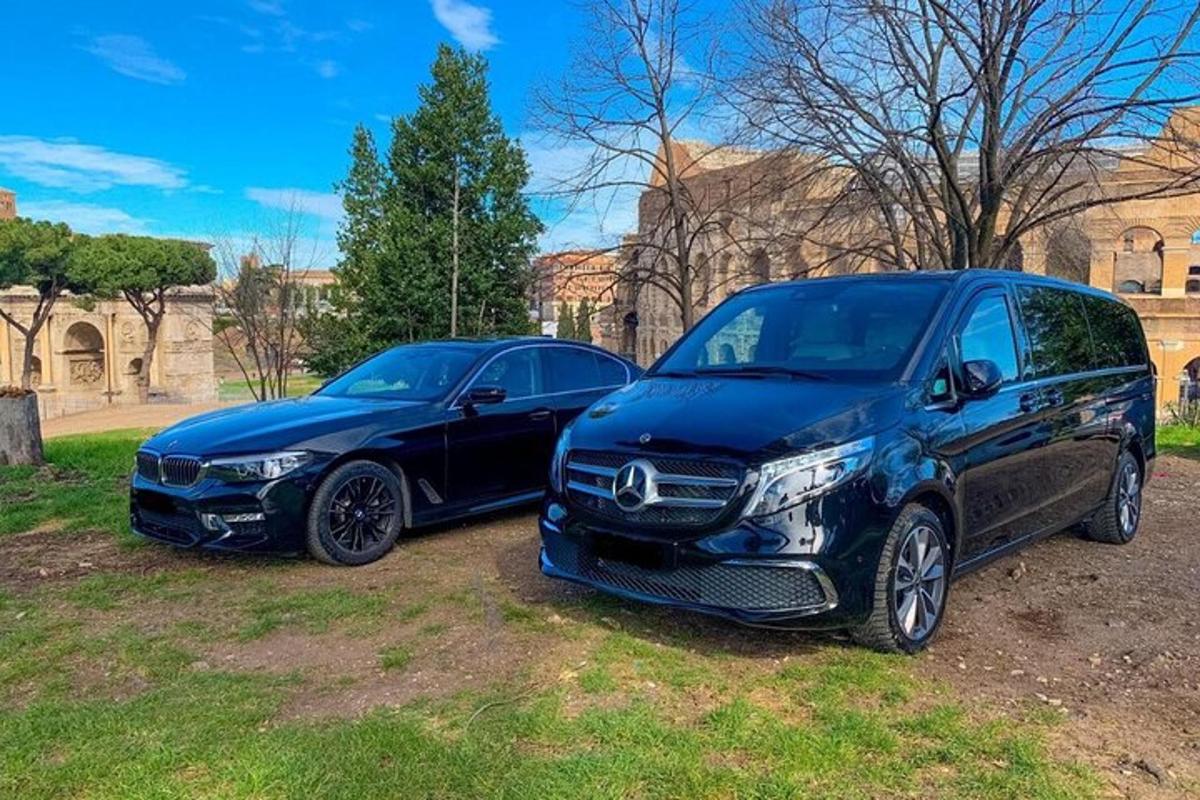 due auto parcheggiate una accanto all'altra in un campo