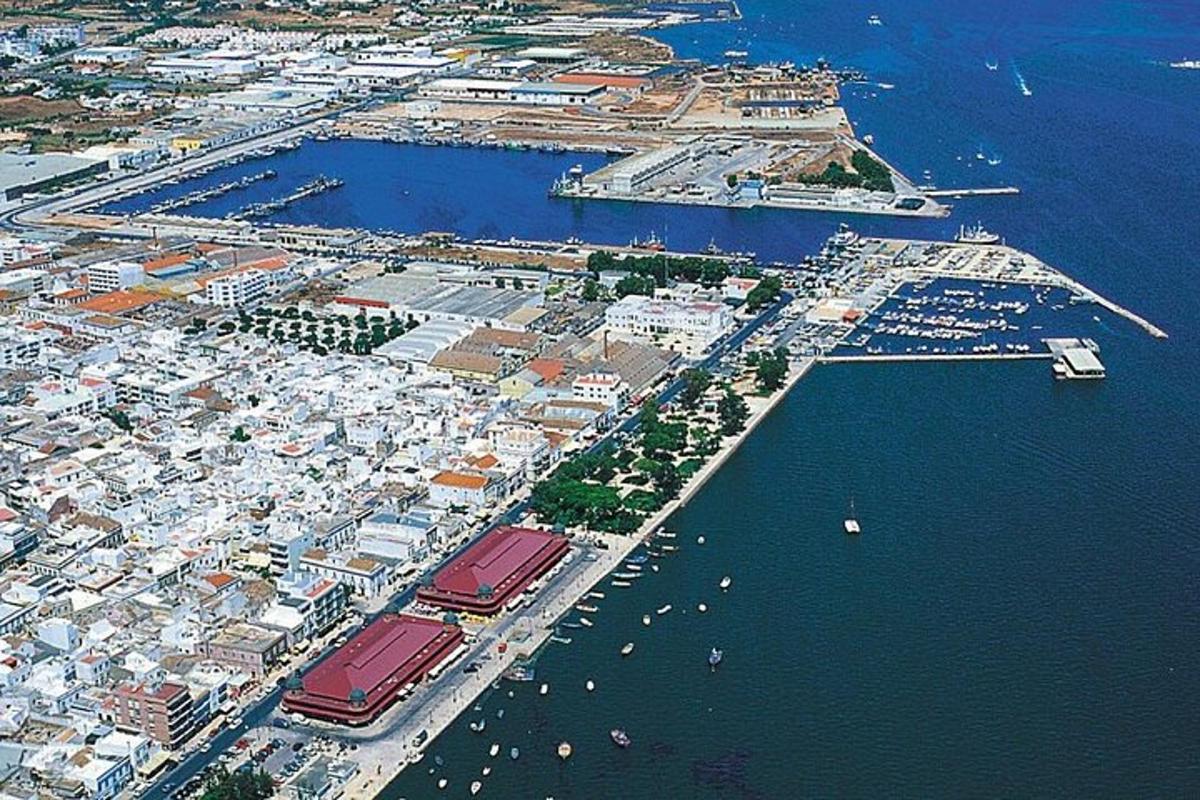 an aerial view of a harbor with boats in the water