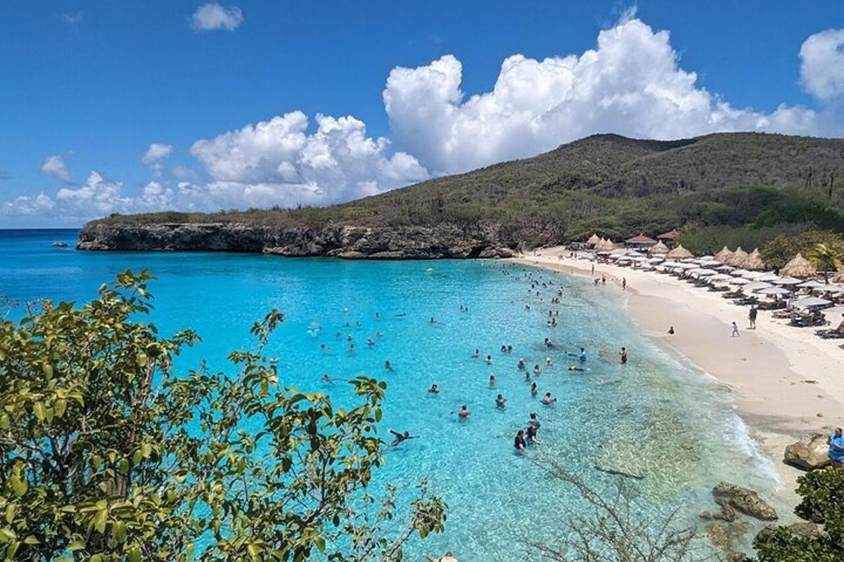 Un grupo de personas en el agua en una playa