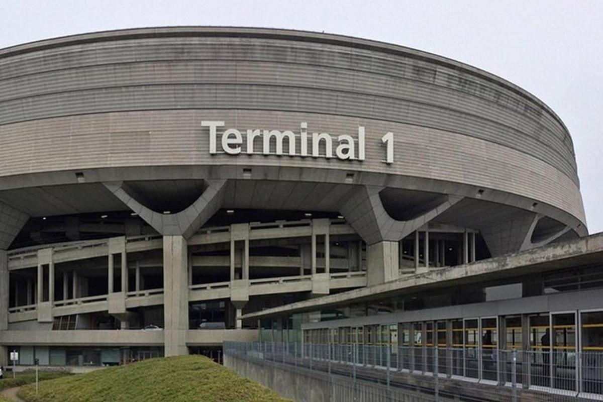 a large round building with the name of terminal on it