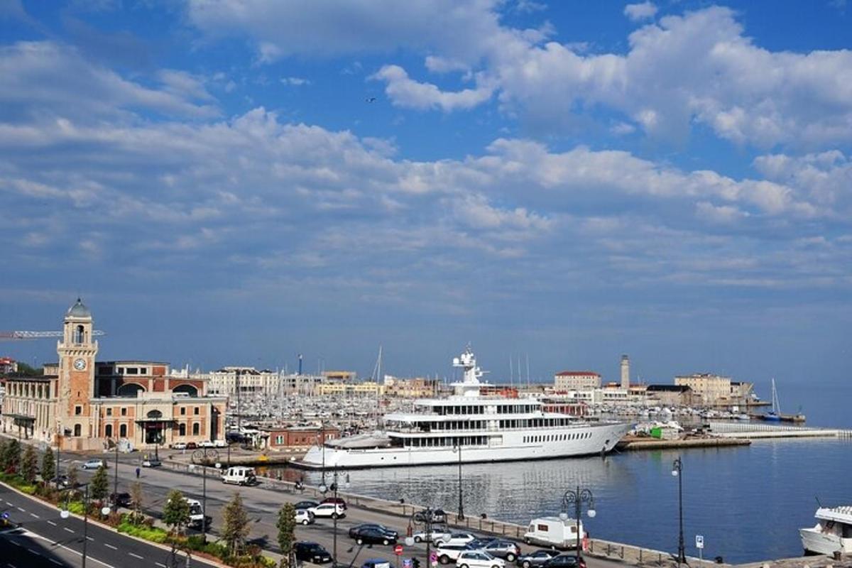 een groot cruiseschip aangemeerd in een haven
