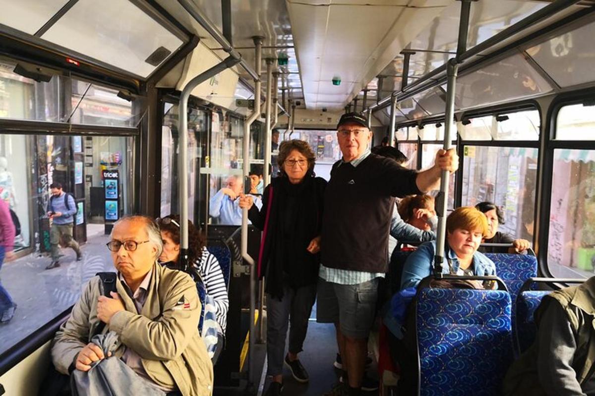 a group of people riding on a bus