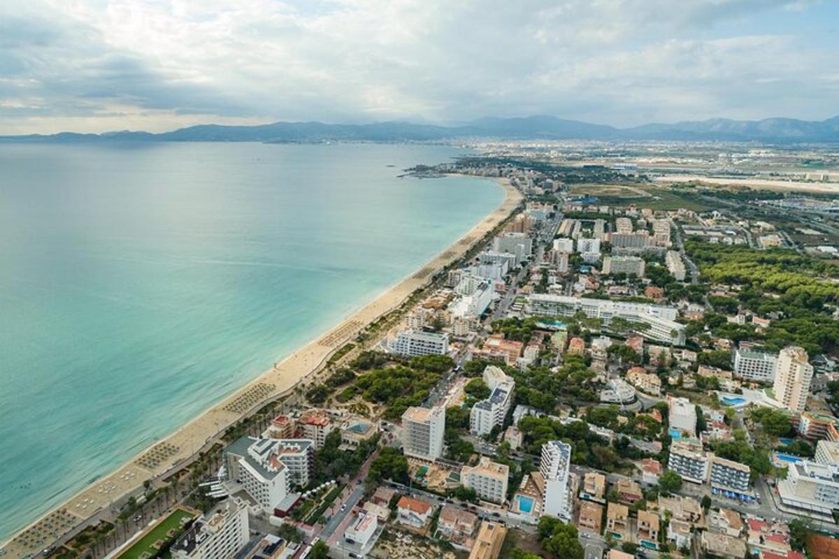 una vista aèria d'una platja i l'oceà