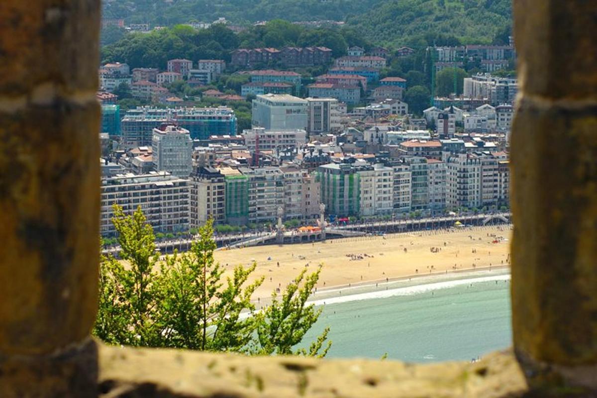 a view of a beach and a city with buildings