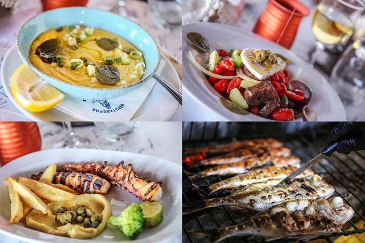 kolaj empat gambar makanan di atas meja