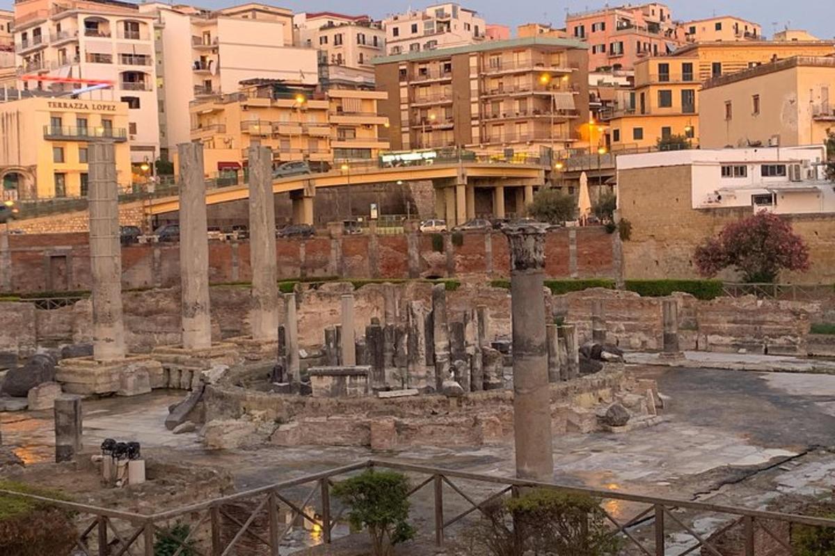 a view of the ruins of a building in a city