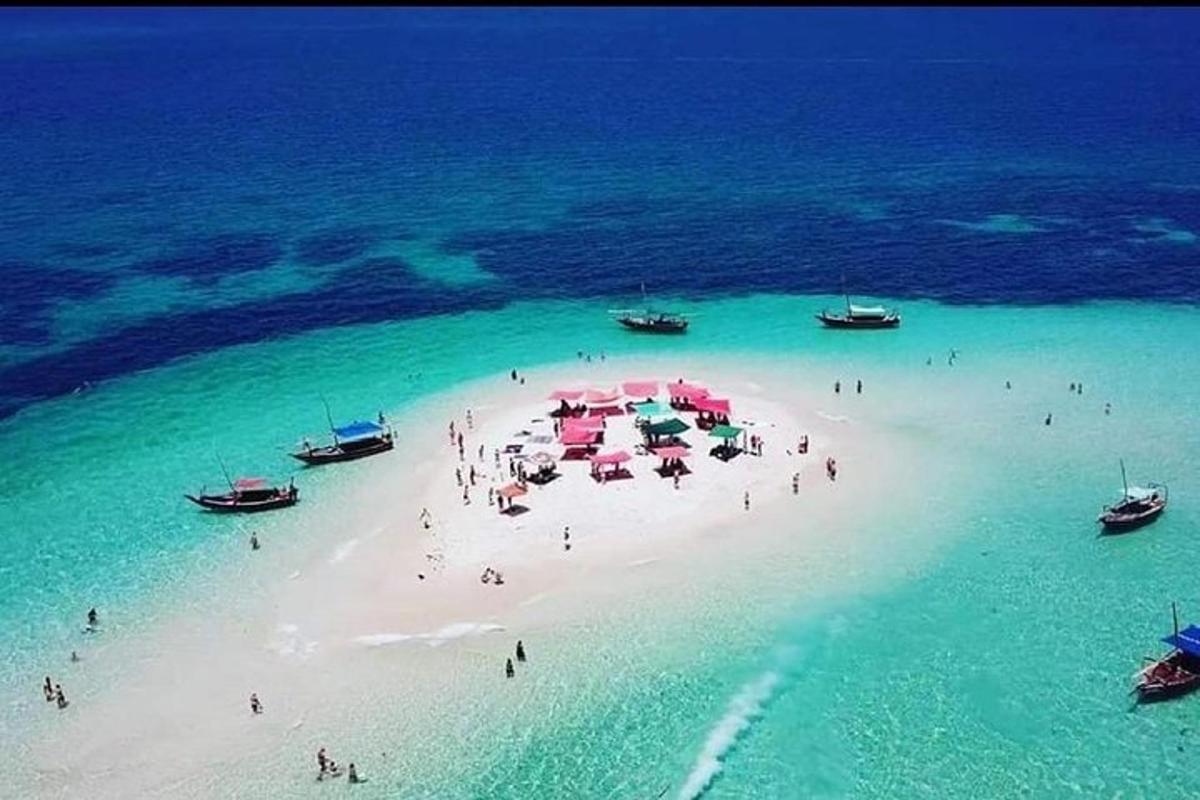 sekumpulan orang di pantai dengan payung