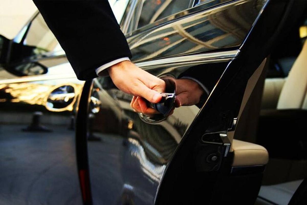 una persona está abriendo la puerta de un coche