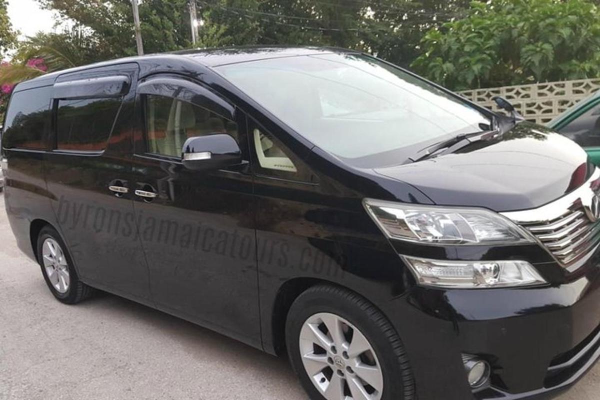 a black van parked in a parking lot
