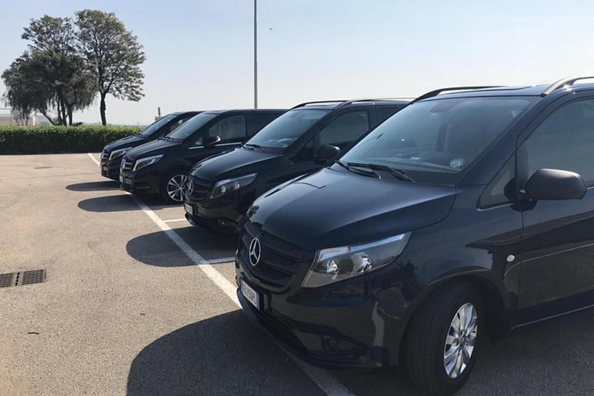 una fila di veicoli parcheggiati in un parcheggio