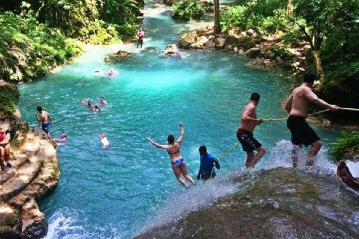 un gruppo di persone che nuotano in un fiume