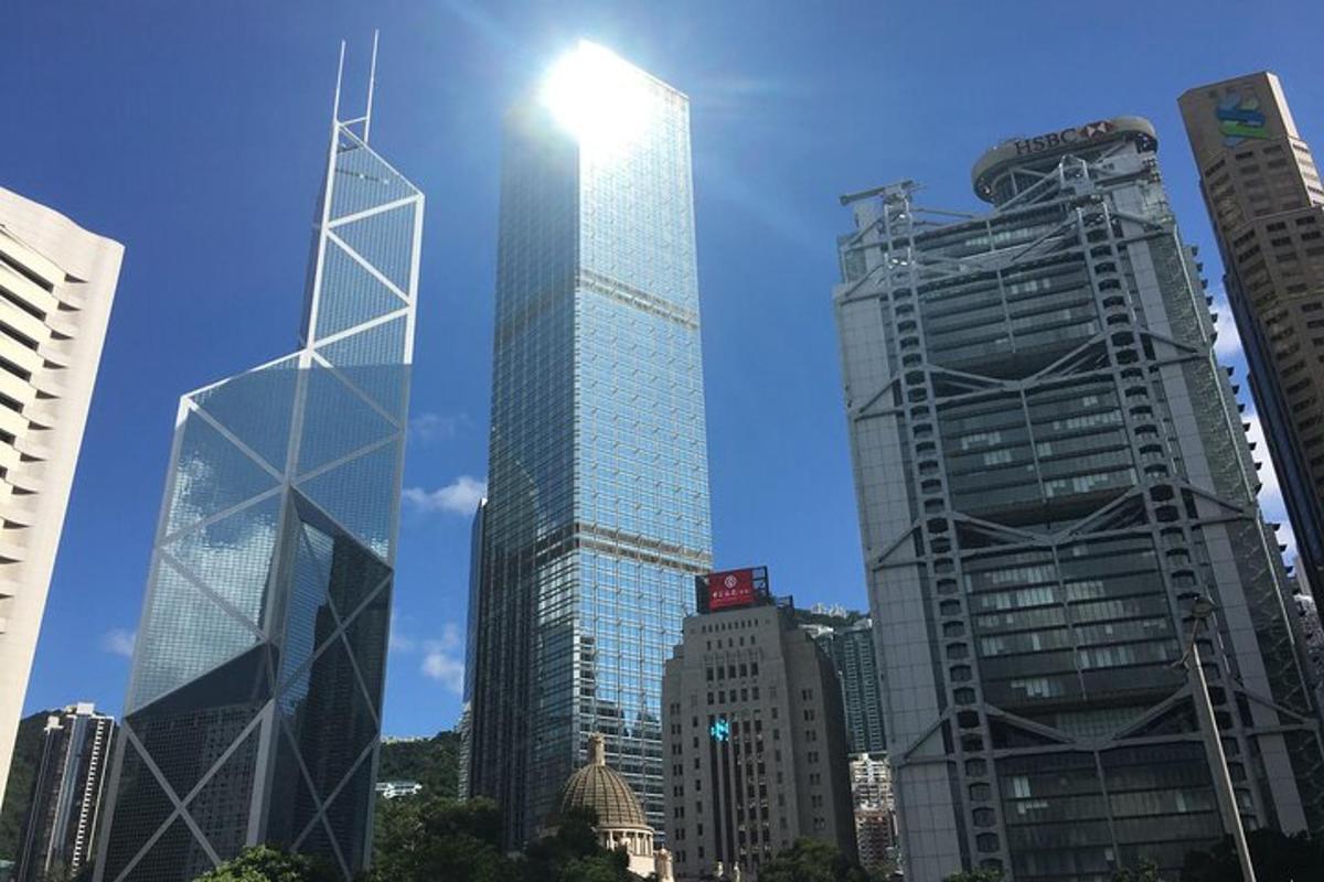 a group of tall buildings in a city