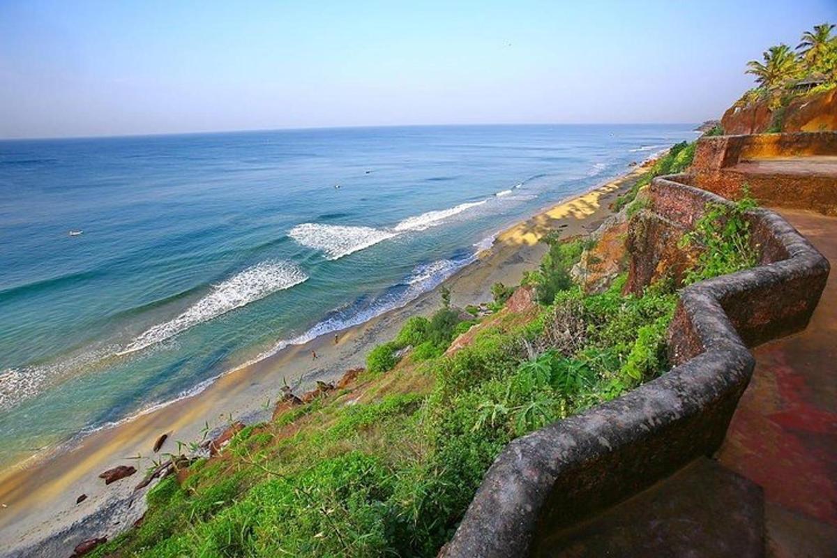 a view of a beach with the ocean