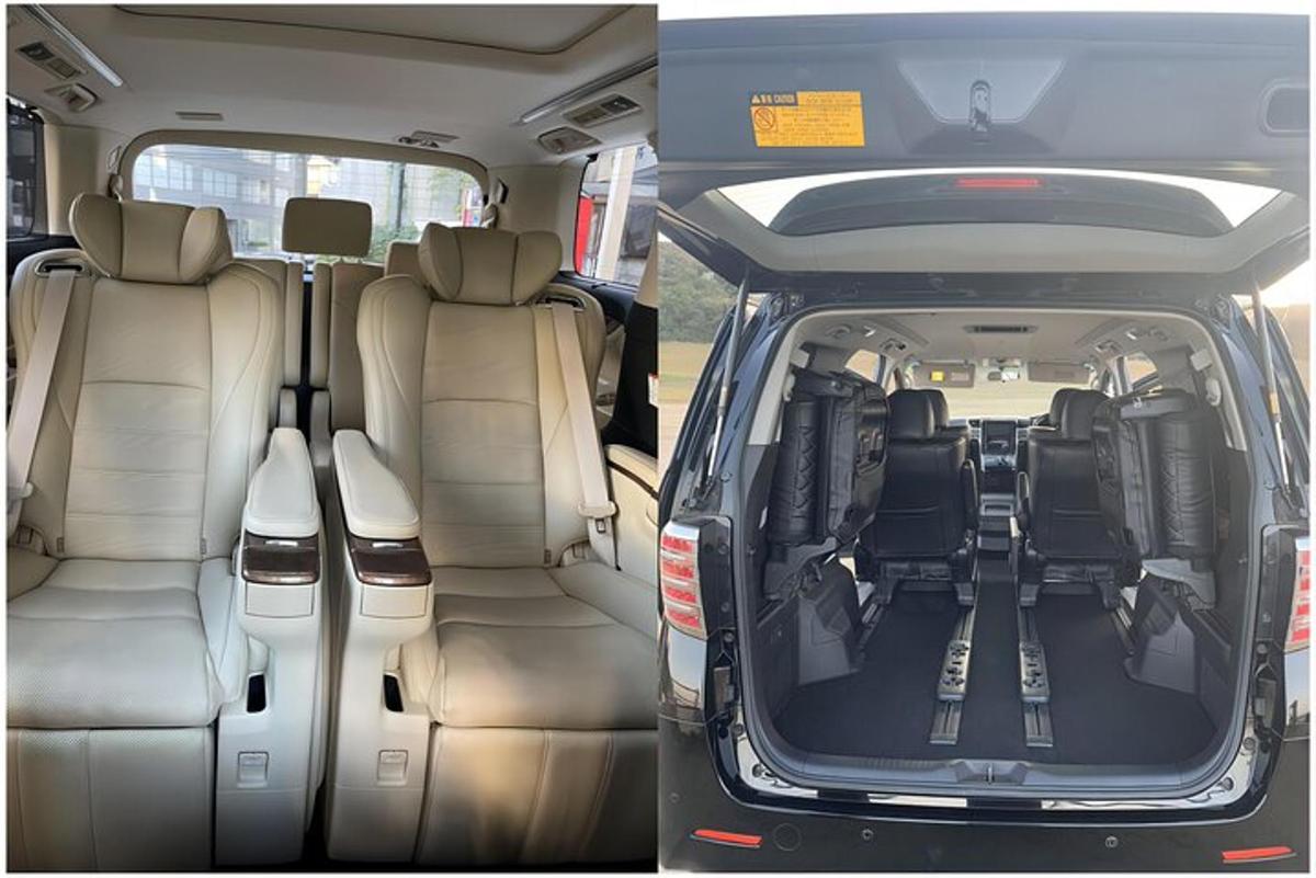 bagasi minivan yang terbuka dengan pintu belakang terbuka