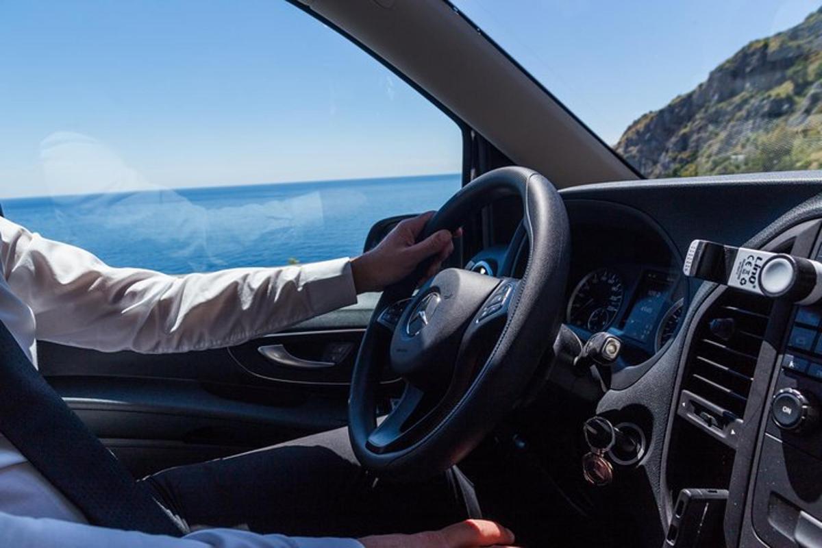 una persona que conduce un coche con las manos en el volante