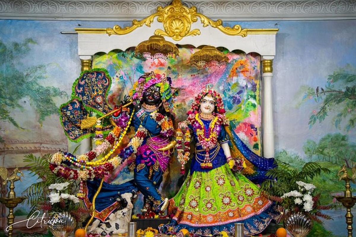 un dipinto di due persone in costumi colorati