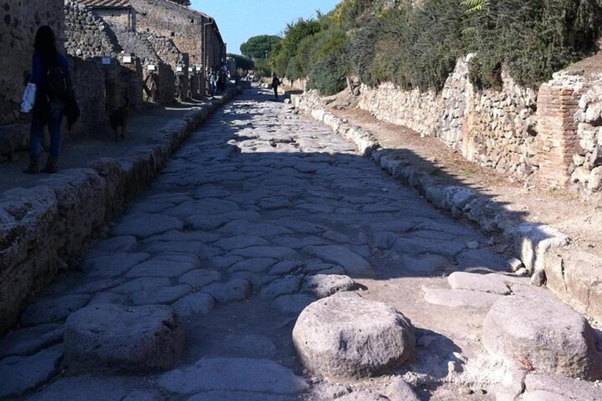 un carrer empedrat amb pedres al costat