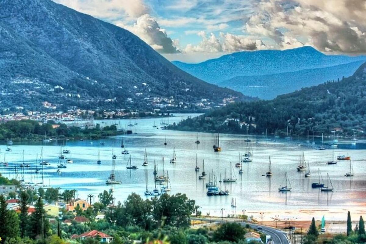 a view of a harbor with boats in the water