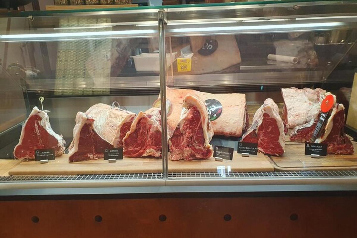 a display case with different types of meat