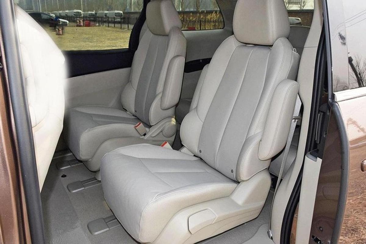 a row of seats in the back of a car