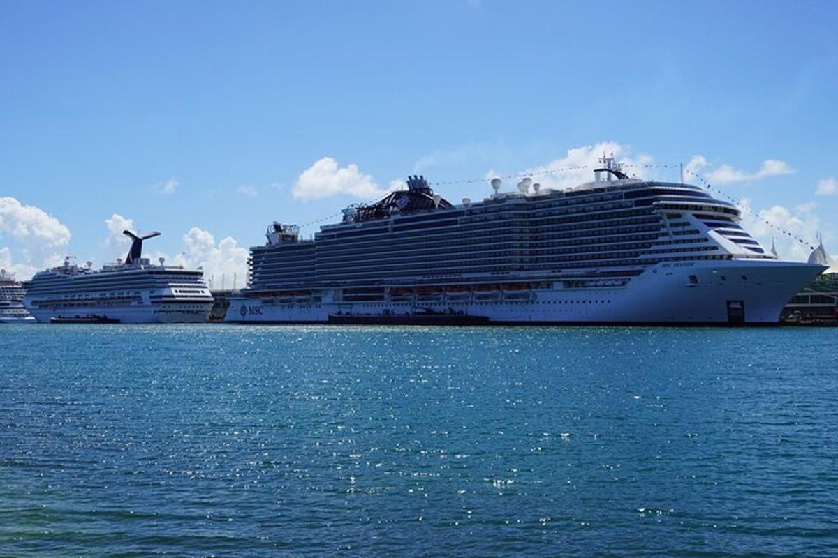 Dos cruceros están atracados en el agua