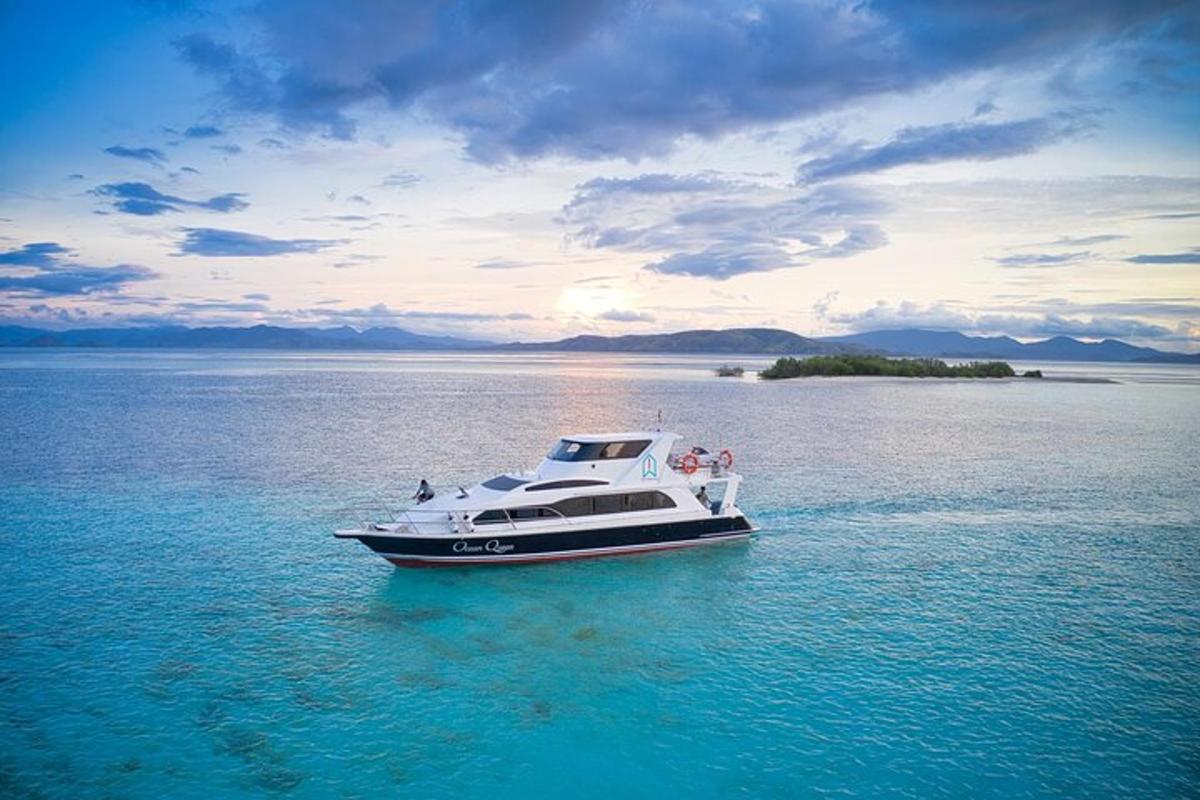 a boat in the middle of a large body of water
