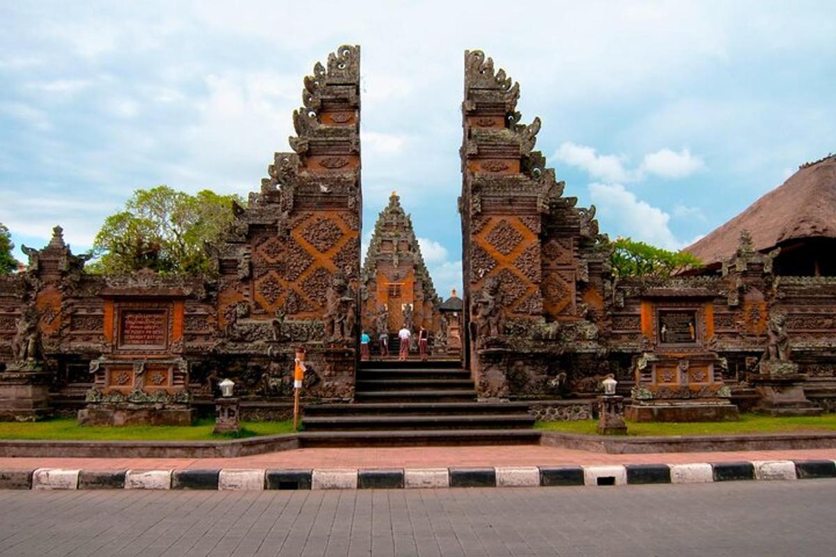 a stone building with stairs and a building with a building